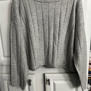 No Boundaries Heather Gray Women's Cowl Neck Sweater